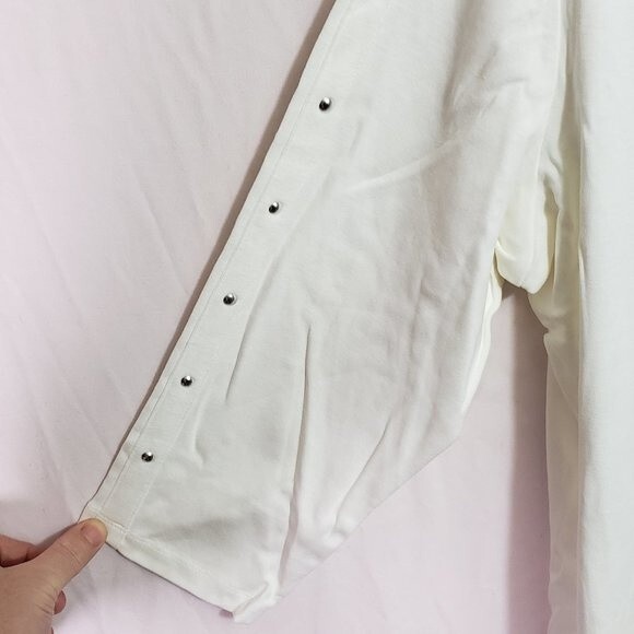 Karen Scott White Boat Neck Studded Lined Top (AJ) - Picture 2 of 6